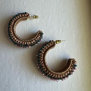 Noonday Collection Gold and Pink Beaded Earrings